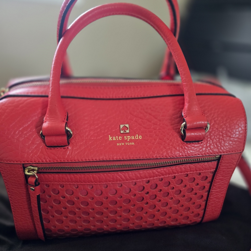 Kate Spade Vibrant Red Textured Satchel